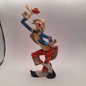VINTAGE FONTANINI DEPOSE ITALY "TIPPING HAT" CLOWN FIGURINE MARKED #945 RESIN